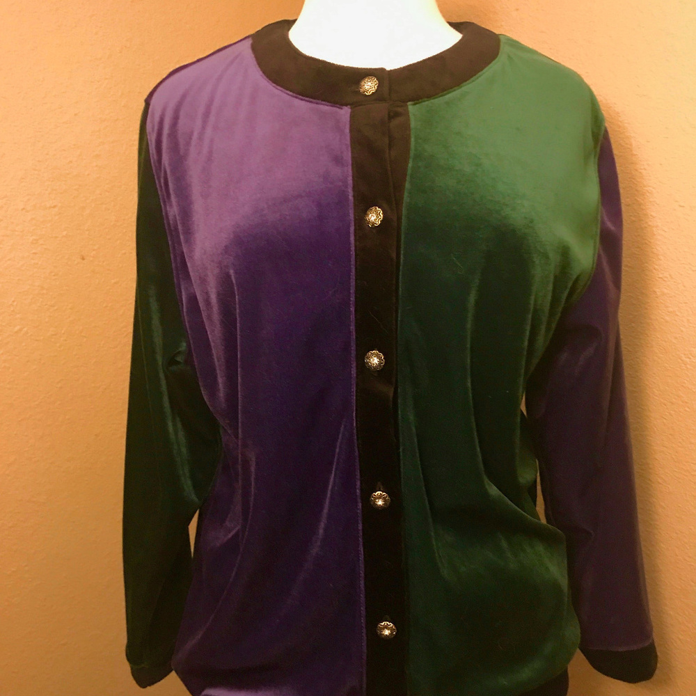 Retro Velour-feel, Two-tone Bomber Jacket